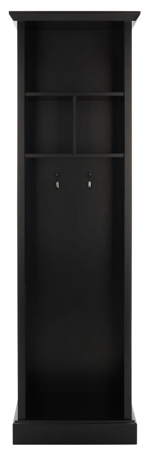 Safavieh Layli Entryway Storage Hall Tree - Farmhouse Charm With Hooks & Open Shelves For Organization Black ETG2100B