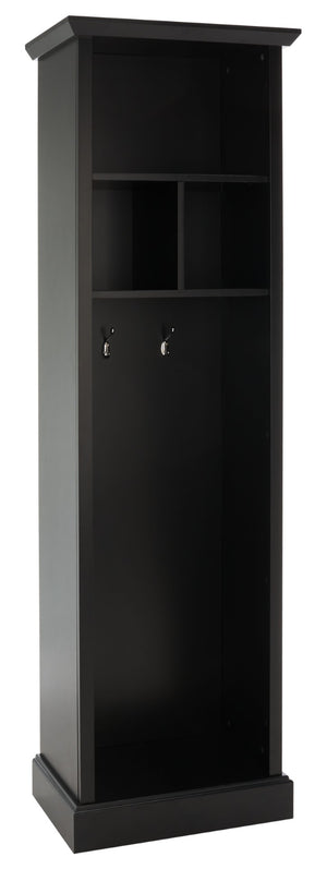 Safavieh Layli Entryway Storage Hall Tree - Farmhouse Charm With Hooks & Open Shelves For Organization Black ETG2100B