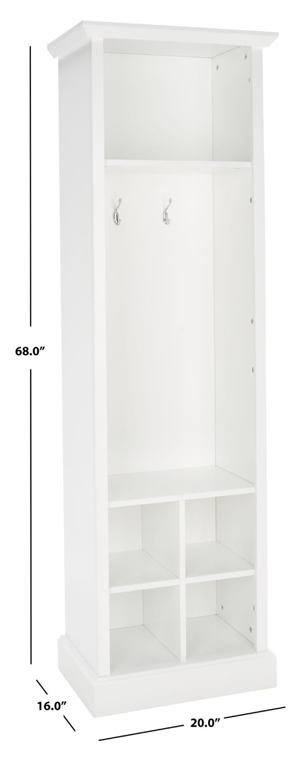 Safavieh Surrey Elegant Hall Tree With 6 Open Shelves And 2 Hooks For Organized Entryway Storage Solutions White ETG2101A