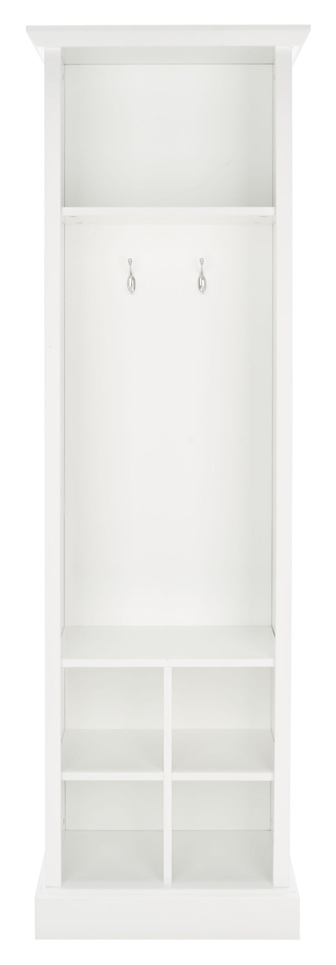 Safavieh Surrey Elegant Hall Tree With 6 Open Shelves And 2 Hooks For Organized Entryway Storage Solutions White ETG2101A