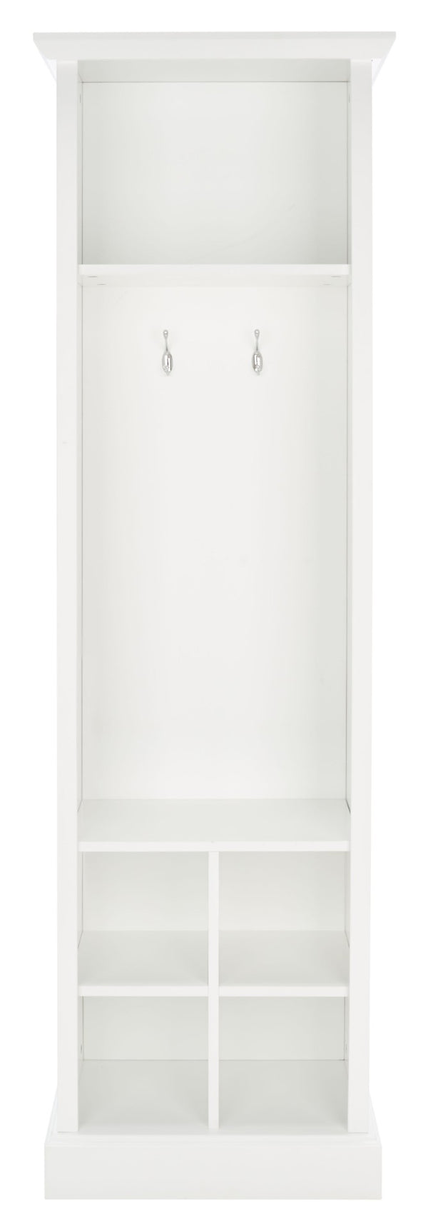 Safavieh Surrey Elegant Hall Tree With 6 Open Shelves And 2 Hooks For Organized Entryway Storage Solutions White ETG2101A
