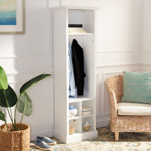 Safavieh Surrey Elegant Hall Tree With 6 Open Shelves And 2 Hooks For Organized Entryway Storage Solutions White ETG2101A