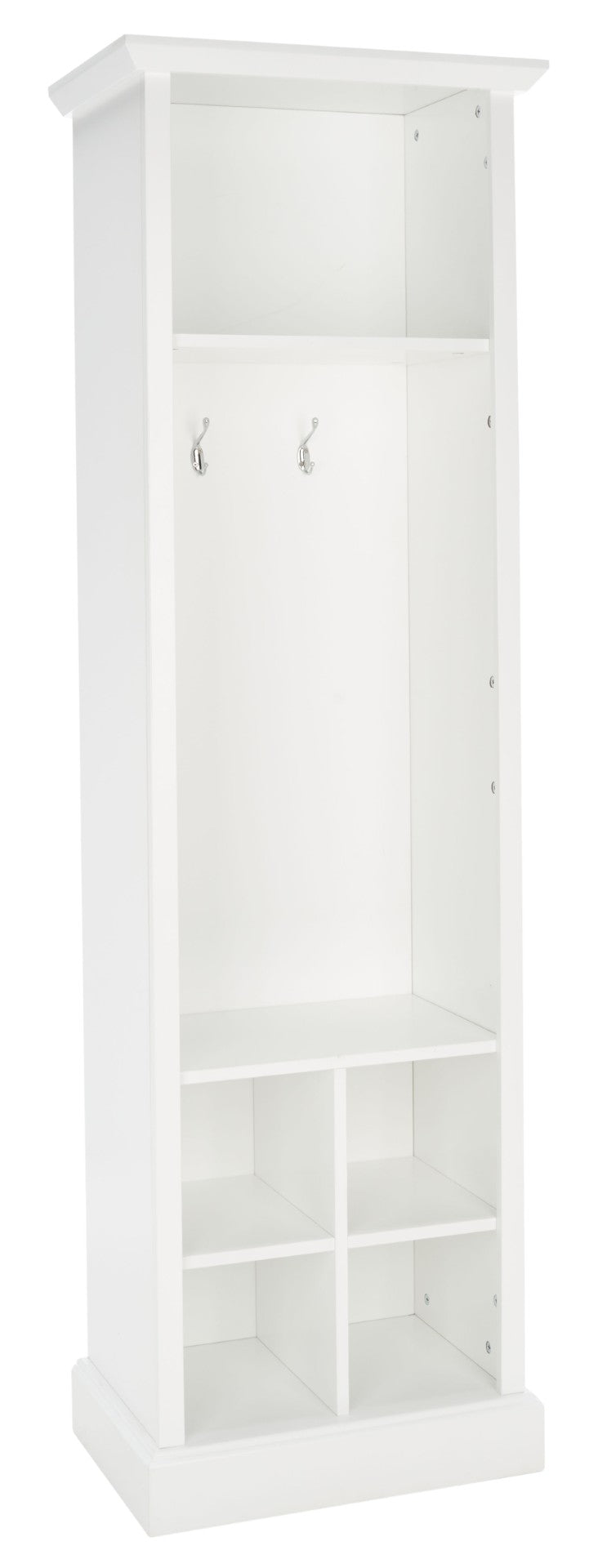 Safavieh Surrey Elegant Hall Tree With 6 Open Shelves And 2 Hooks For Organized Entryway Storage Solutions White ETG2101A