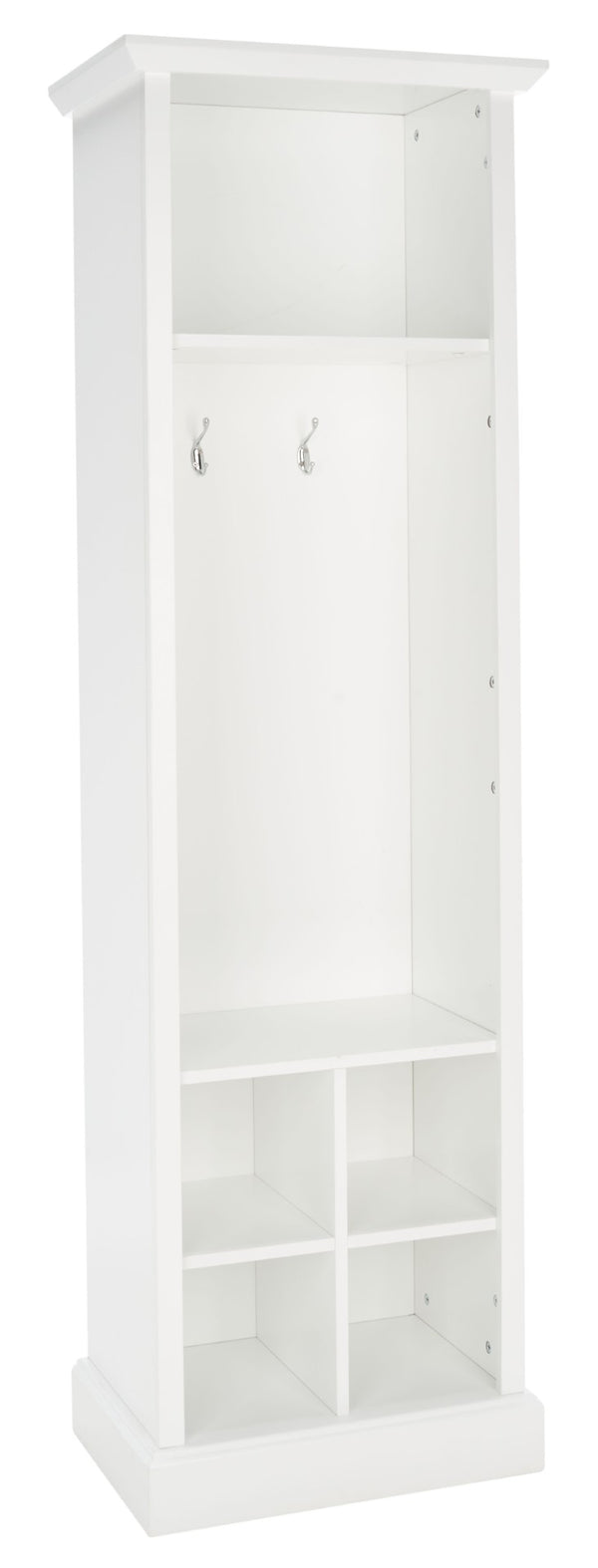 Safavieh Surrey Elegant Hall Tree With 6 Open Shelves And 2 Hooks For Organized Entryway Storage Solutions White ETG2101A