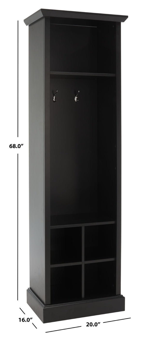 Safavieh Surrey Elegant Hall Tree With 6 Open Shelves And 2 Hooks For Organized Entryway Storage Solutions Black ETG2101B