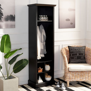 Safavieh Surrey Elegant Hall Tree With 6 Open Shelves And 2 Hooks For Organized Entryway Storage Solutions Black ETG2101B