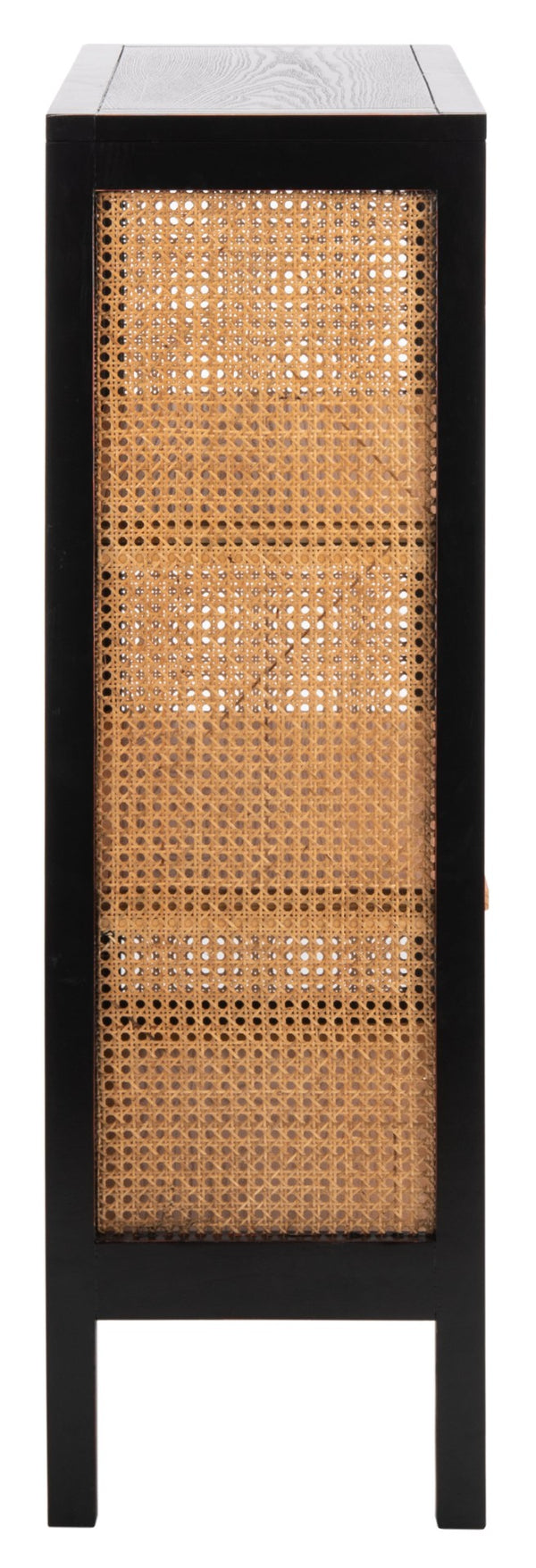 Safavieh Franz 3-Shelf Etagere - Modern Coastal Cane Back Bookcase With Black Wood Finish & Natural Charm ETG2103A
