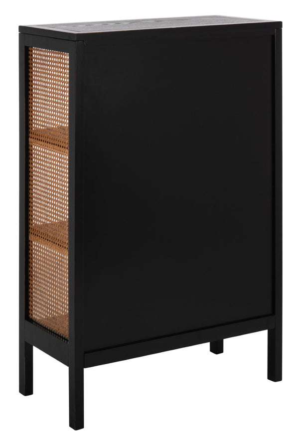 Safavieh Franz Modern Coastal Etagere With 3 Open Shelves - Stylish Black Wood & Natural Cane Accent Design ETG2104A