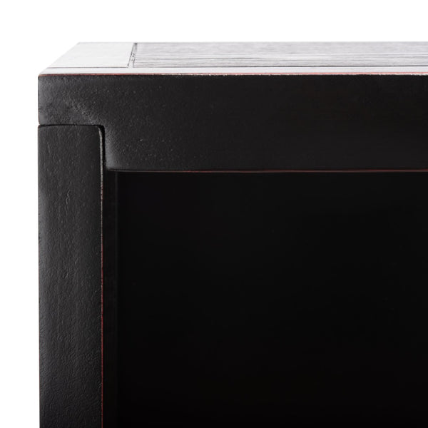 Safavieh Franz Modern Coastal Etagere With 3 Open Shelves - Stylish Black Wood & Natural Cane Accent Design ETG2104A