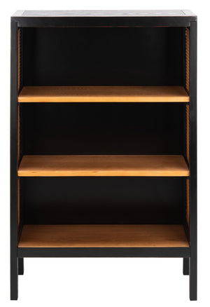 Safavieh Franz Modern Coastal Etagere With 3 Open Shelves - Stylish Black Wood & Natural Cane Accent Design ETG2104A