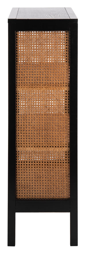 Safavieh Franz Modern Coastal Etagere With 3 Open Shelves - Stylish Black Wood & Natural Cane Accent Design ETG2104A