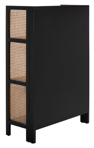 Safavieh Franz 3-Shelf Open Top Etagere - Modern Coastal Charm With Black Frame & Natural Cane Accent Design ETG2105A