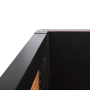 Safavieh Franz 3-Shelf Open Top Etagere - Modern Coastal Charm With Black Frame & Natural Cane Accent Design ETG2105A