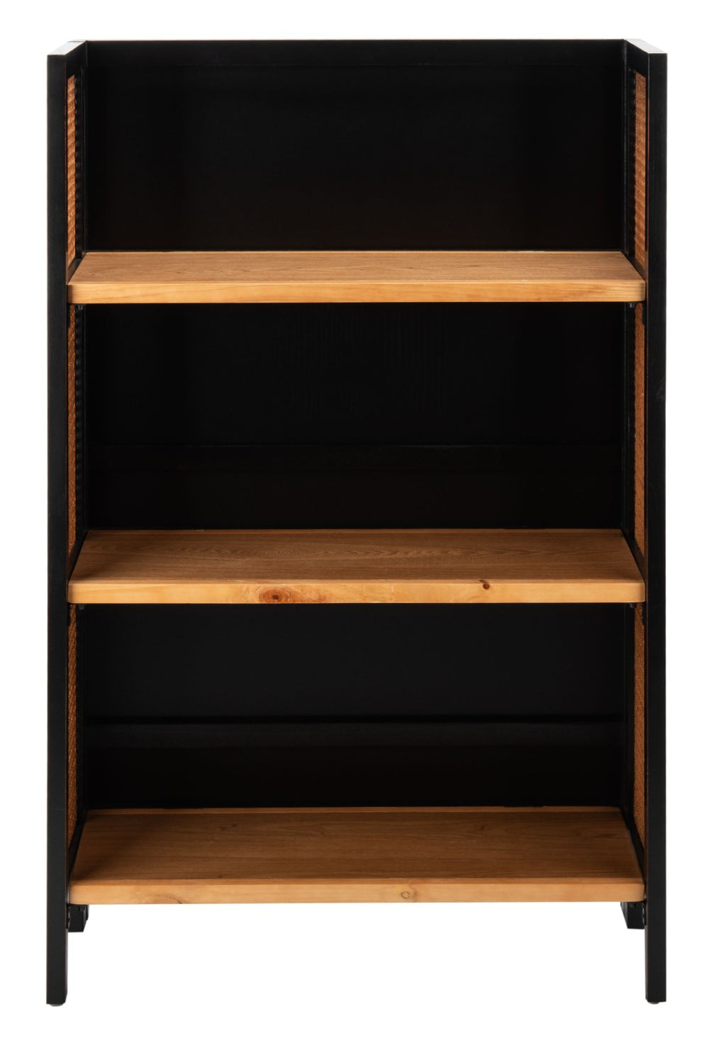 Safavieh Franz 3-Shelf Open Top Etagere - Modern Coastal Charm With Black Frame & Natural Cane Accent Design ETG2105A