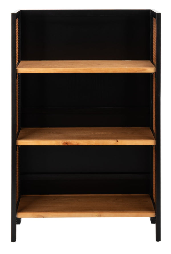 Safavieh Franz 3-Shelf Open Top Etagere - Modern Coastal Charm With Black Frame & Natural Cane Accent Design ETG2105A