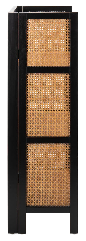 Safavieh Franz 3-Shelf Open Top Etagere - Modern Coastal Charm With Black Frame & Natural Cane Accent Design ETG2105A