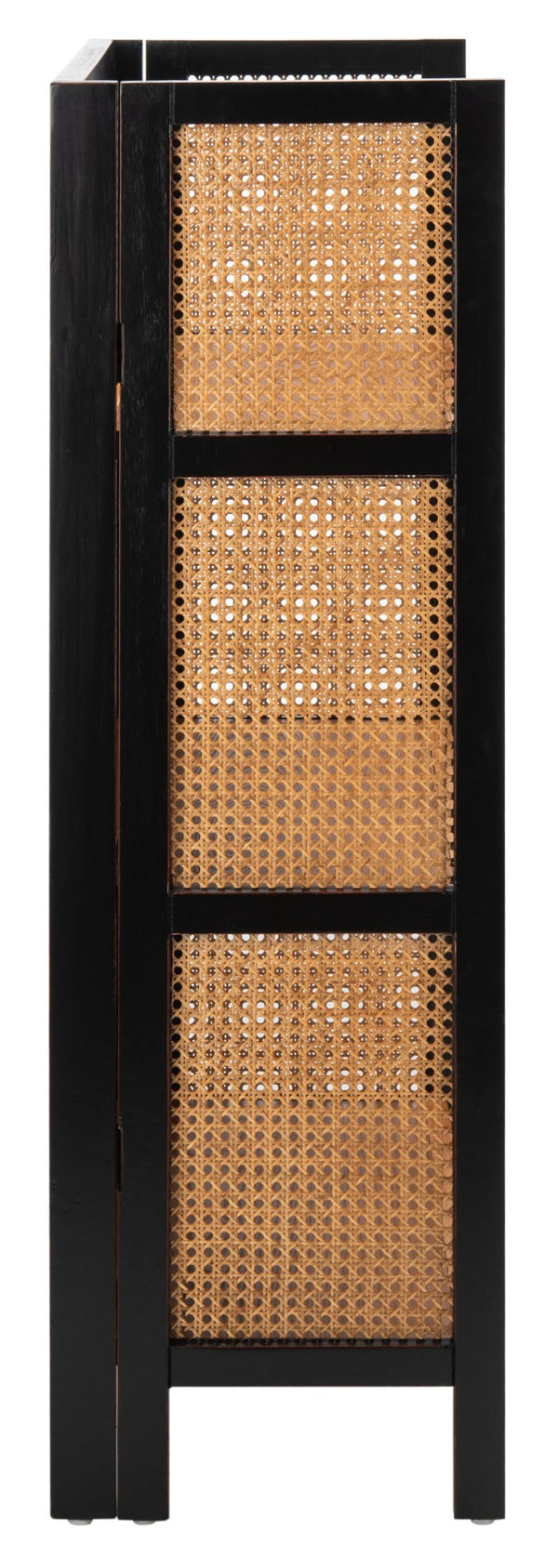 Safavieh Franz 3-Shelf Open Top Etagere - Modern Coastal Charm With Black Frame & Natural Cane Accent Design ETG2105A