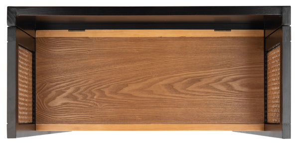 Safavieh Franz 3-Shelf Open Top Etagere - Modern Coastal Charm With Black Frame & Natural Cane Accent Design ETG2105A