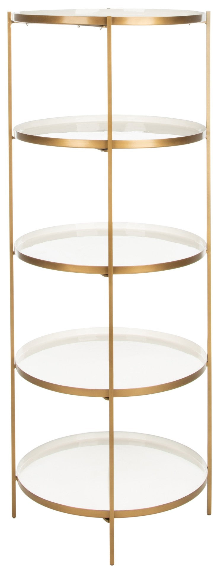 Safavieh Tia Contemporary Round 5-Tier Etagere With Brass Finish - Stylish Storage & Display For Any Space ETG3202A