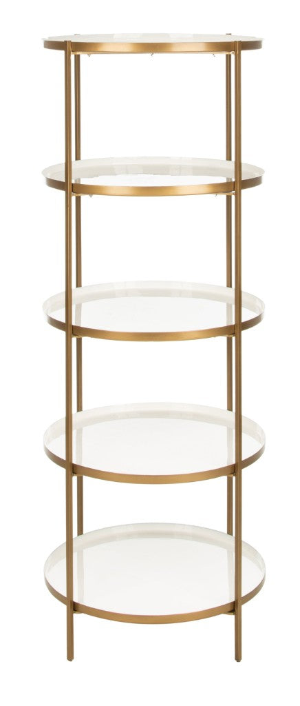 Safavieh Tia Contemporary Round 5-Tier Etagere With Brass Finish - Stylish Storage & Display For Any Space ETG3202A