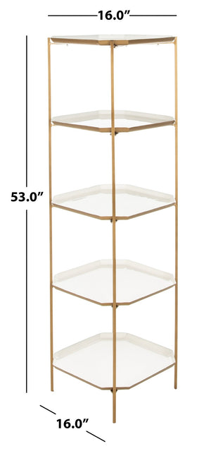 Safavieh Sylvie 5-Tier Etagere - Luxurious Brass Frame With White Shelves For Modern Home Display & Storage ETG3203A