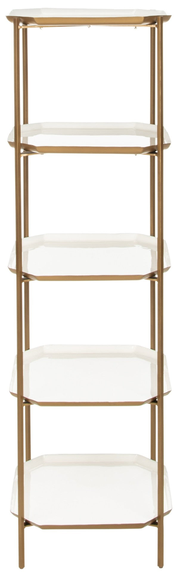 Safavieh Sylvie 5-Tier Etagere - Luxurious Brass Frame With White Shelves For Modern Home Display & Storage ETG3203A