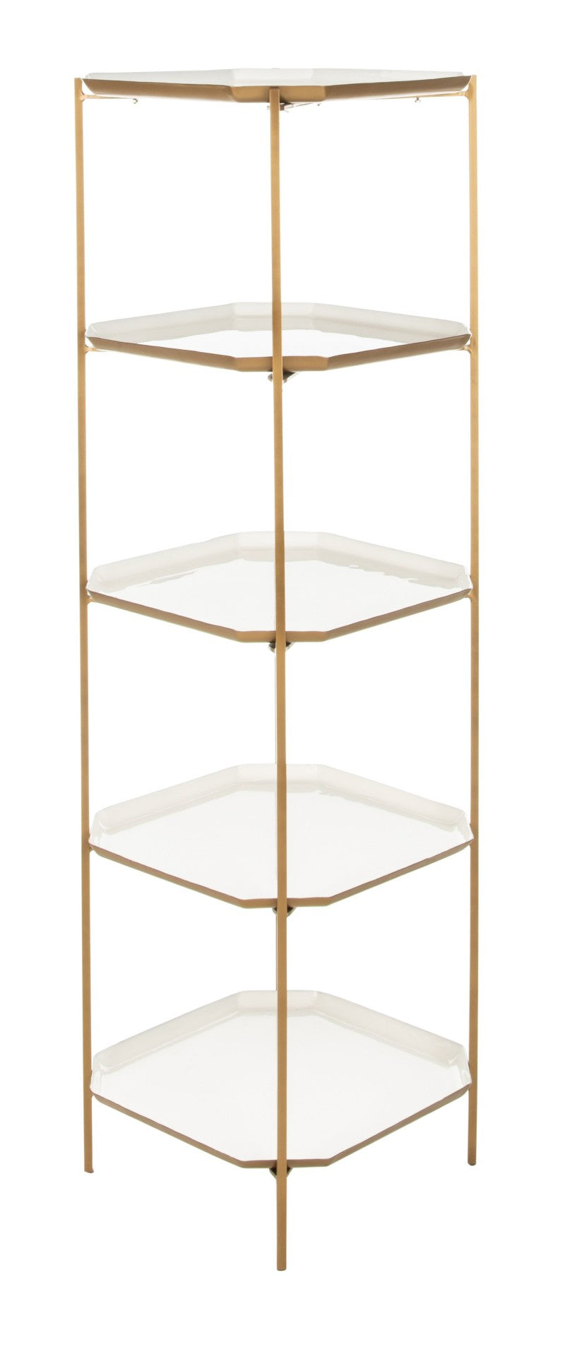 Safavieh Sylvie 5-Tier Etagere - Luxurious Brass Frame With White Shelves For Modern Home Display & Storage ETG3203A