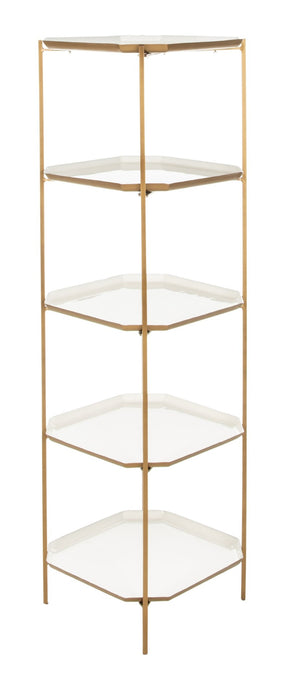 Safavieh Sylvie 5-Tier Etagere - Luxurious Brass Frame With White Shelves For Modern Home Display & Storage ETG3203A