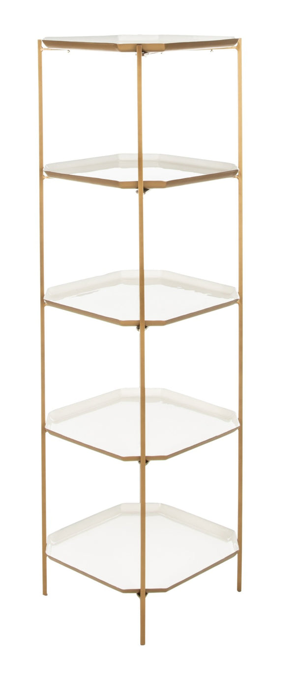 Safavieh Sylvie 5-Tier Etagere - Luxurious Brass Frame With White Shelves For Modern Home Display & Storage ETG3203A