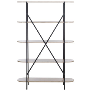 Safavieh Figaro 4 Tier Bookcase - Modern Natural Oak Finish With Black Legs, Uv Resistant & Stylish Storage Solution Brown ,Black Wood ,Metal Etg4201a