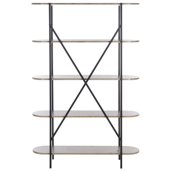 Safavieh Figaro 4 Tier Bookcase - Modern Natural Oak Finish With Black Legs, Uv Resistant & Stylish Storage Solution Brown ,Black Wood ,Metal Etg4201a