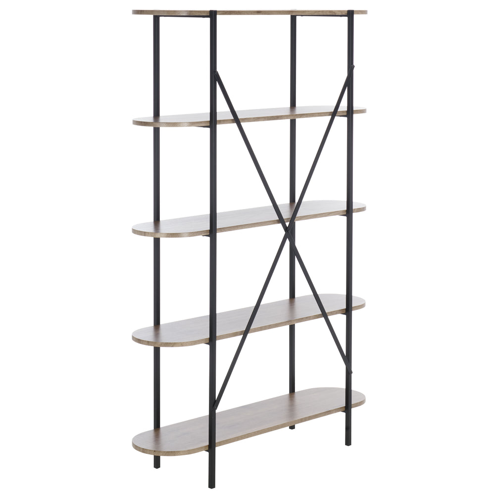 Safavieh Figaro 4 Tier Bookcase - Modern Natural Oak Finish With Black Legs, Uv Resistant & Stylish Storage Solution Brown ,Black Wood ,Metal Etg4201a