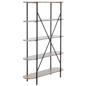 Safavieh Figaro 4 Tier Bookcase - Modern Natural Oak Finish With Black Legs, Uv Resistant & Stylish Storage Solution Brown ,Black Wood ,Metal Etg4201a