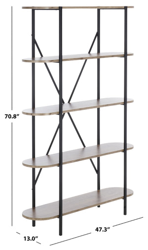 Safavieh Figaro Modern 5-Tier Bookcase In Natural Oak & Black - Stylish Storage Solution For Home & Office ETG4201A