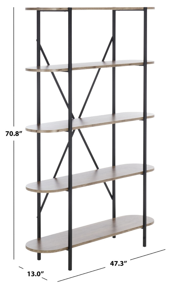 Safavieh Figaro Modern 5-Tier Bookcase In Natural Oak & Black - Stylish Storage Solution For Home & Office ETG4201A