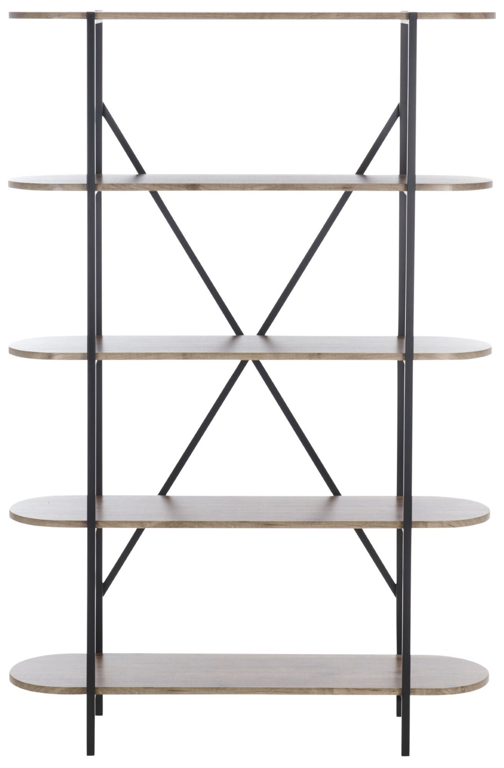 Safavieh Figaro Modern 5-Tier Bookcase In Natural Oak & Black - Stylish Storage Solution For Home & Office ETG4201A