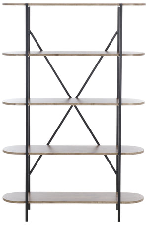 Safavieh Figaro 4 Tier Bookcase - Modern Natural Oak Finish With Black Legs, Uv Resistant & Stylish Storage Solution Brown ,Black Wood ,Metal Etg4201a