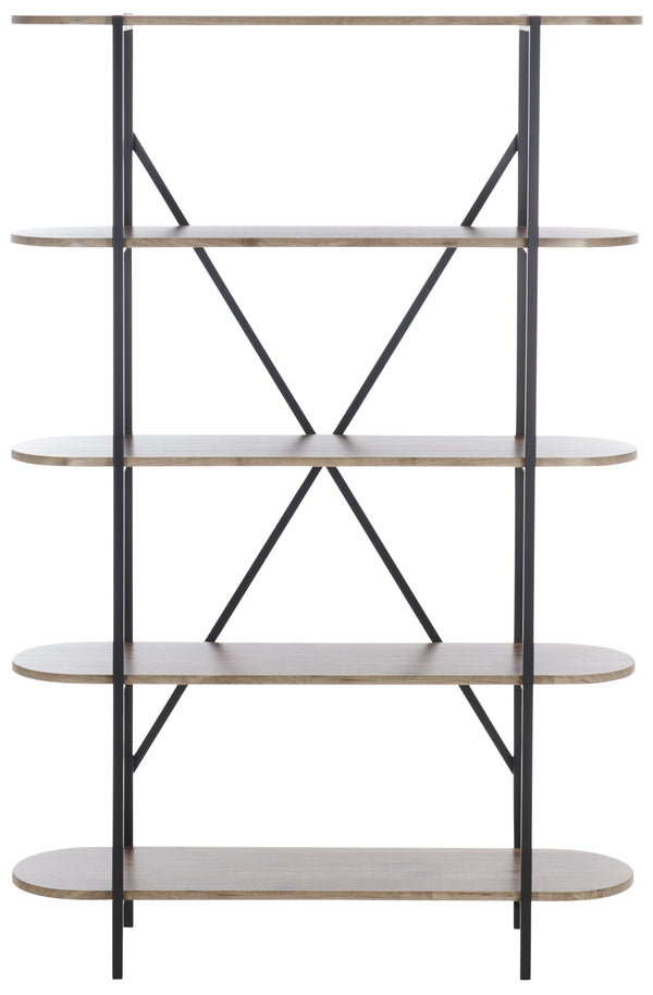 Safavieh Figaro 4 Tier Bookcase - Modern Natural Oak Finish With Black Legs, Uv Resistant & Stylish Storage Solution Brown ,Black Wood ,Metal Etg4201a