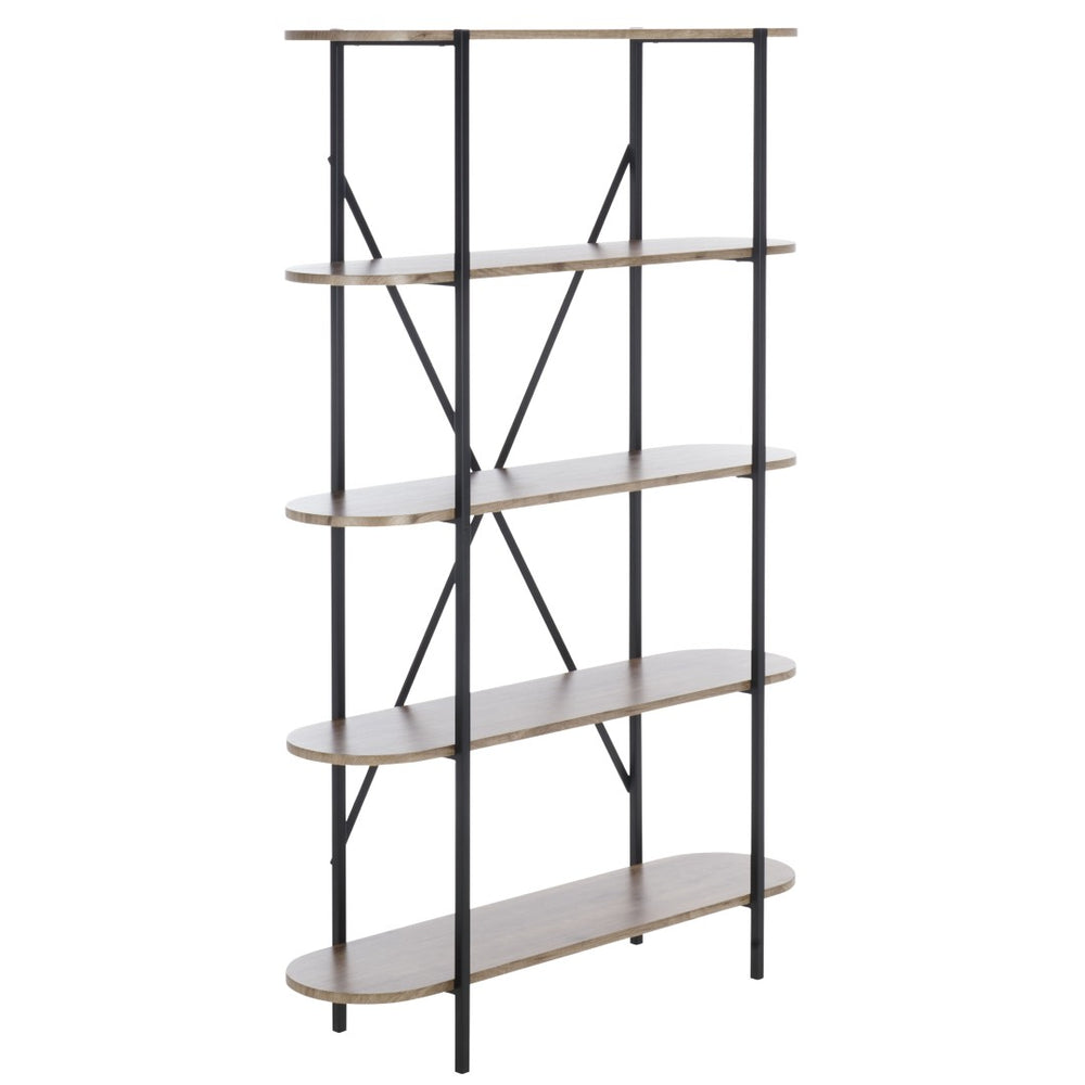 Safavieh Figaro Modern 5-Tier Bookcase In Natural Oak & Black - Stylish Storage Solution For Home & Office ETG4201A
