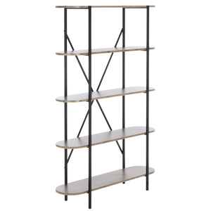 Safavieh Figaro 4 Tier Bookcase - Modern Natural Oak Finish With Black Legs, Uv Resistant & Stylish Storage Solution Brown ,Black Wood ,Metal Etg4201a