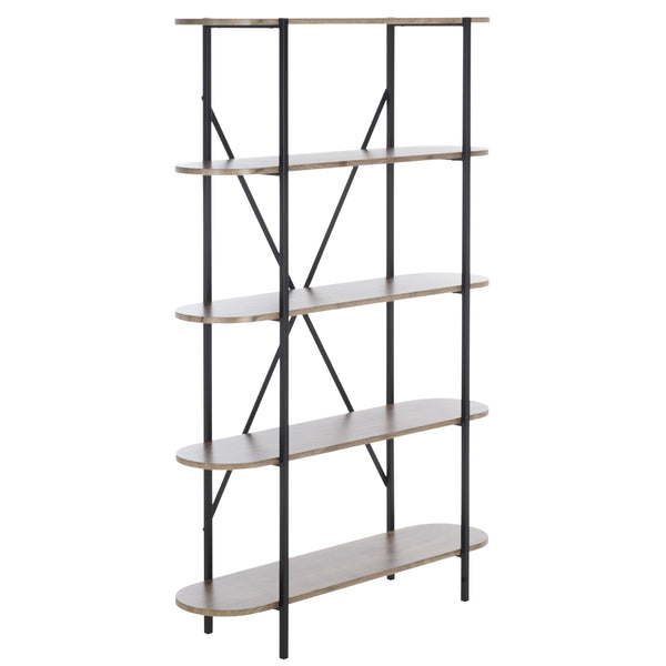 Safavieh Figaro 4 Tier Bookcase - Modern Natural Oak Finish With Black Legs, Uv Resistant & Stylish Storage Solution Brown ,Black Wood ,Metal Etg4201a