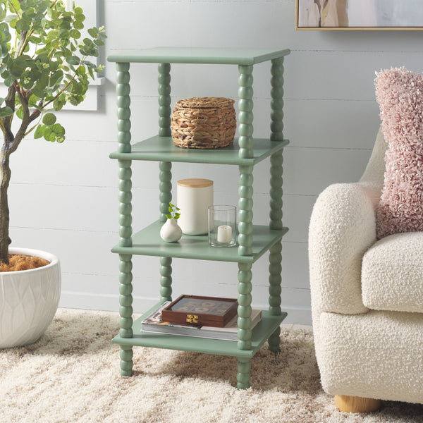 Safavieh Dilyn 4-Tier Shelving Unit - Stylish Vertical Storage For Books And Decor In Any Room Or Office Sage ETG5702D