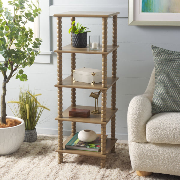Safavieh Dilyn 5-Tier Shelving Unit - Stylish Storage Solution For Home, Office, And Compact Spaces Desert Brown ETG5703C