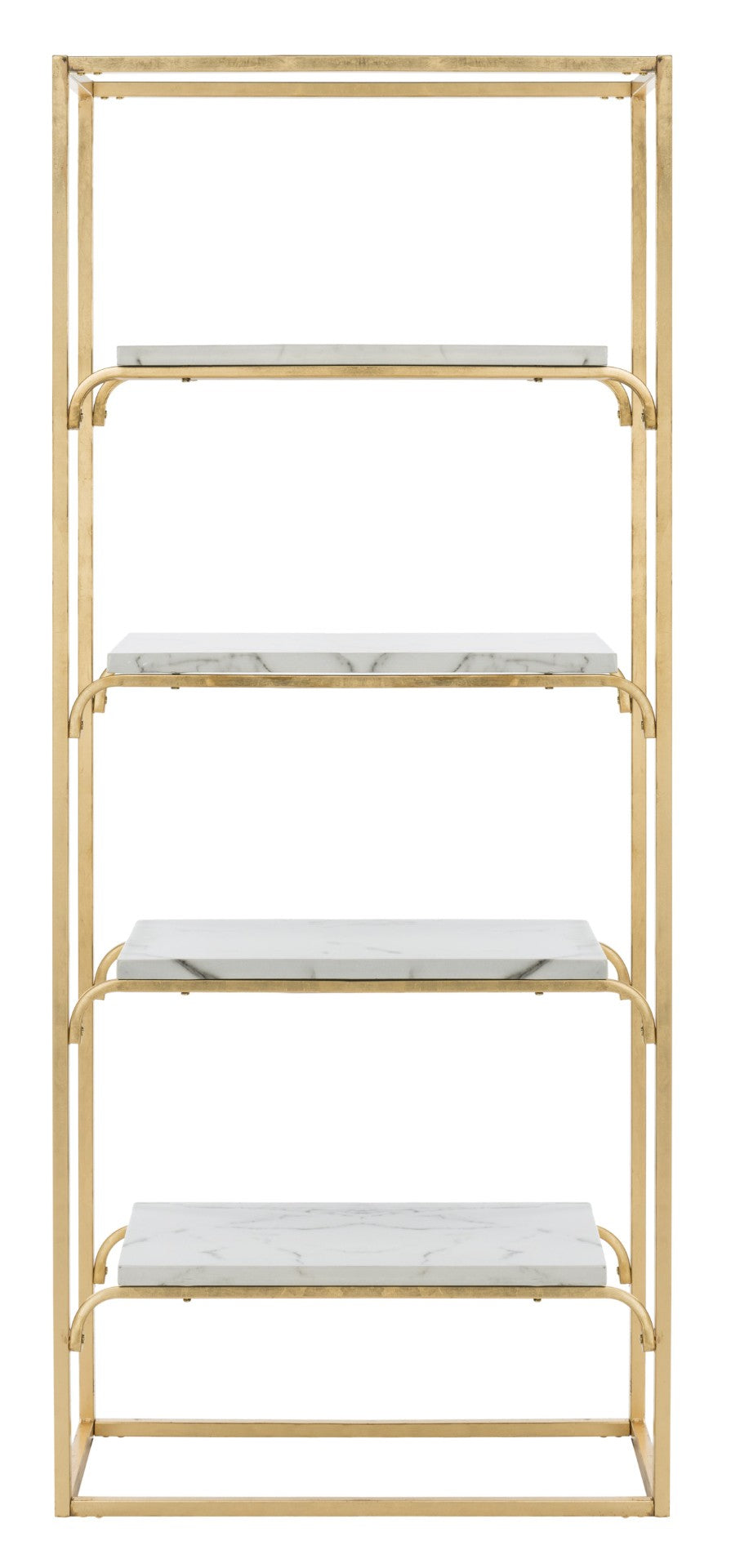 Safavieh Fiora Contemporary 4-Tier Etagere With Gold Foil Frame & Faux Marble Shelves For Stylish Organization ETG6200A