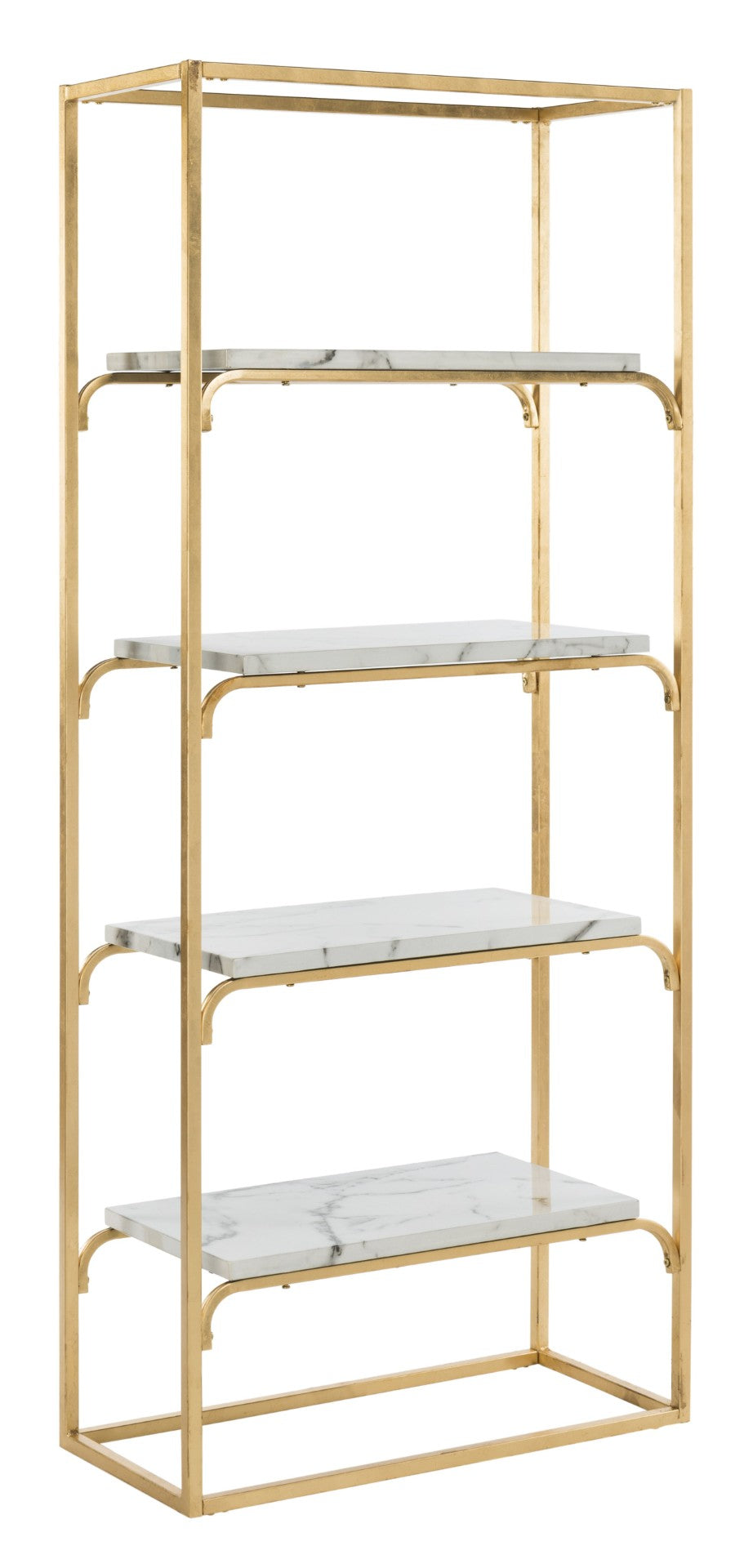 Safavieh Fiora Contemporary 4-Tier Etagere With Gold Foil Frame & Faux Marble Shelves For Stylish Organization ETG6200A