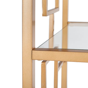 Safavieh Brooklyn 7-Tier Etagere - Elegant Gold Quatrefoil Frame With Glass Shelves For Stylish Storage Solutions ETG6203A