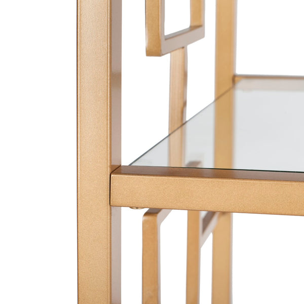 Safavieh Brooklyn 7-Tier Etagere - Elegant Gold Quatrefoil Frame With Glass Shelves For Stylish Storage Solutions ETG6203A