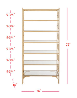 Safavieh Brooklyn 7-Tier Etagere - Elegant Gold Quatrefoil Frame With Glass Shelves For Stylish Storage Solutions ETG6203A