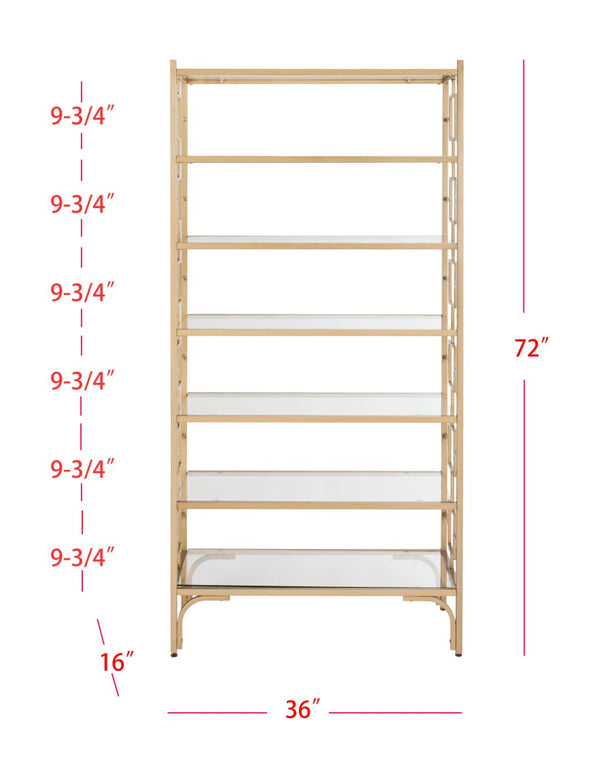Safavieh Brooklyn 7-Tier Etagere - Elegant Gold Quatrefoil Frame With Glass Shelves For Stylish Storage Solutions ETG6203A
