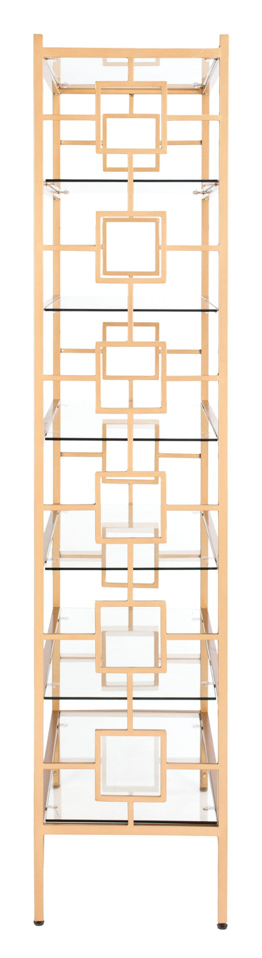 Safavieh Brooklyn 7-Tier Etagere - Elegant Gold Quatrefoil Frame With Glass Shelves For Stylish Storage Solutions ETG6203A